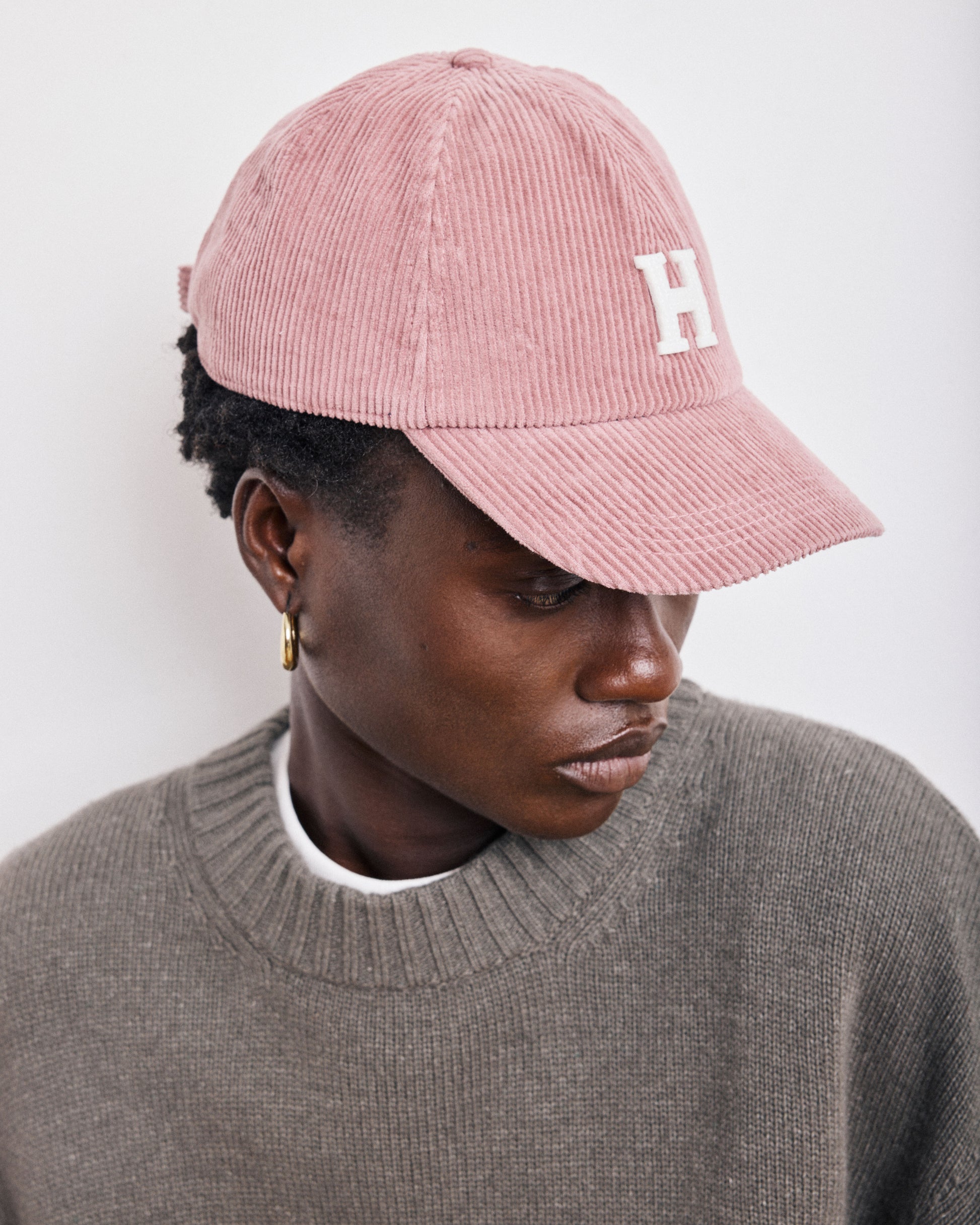 Casquette Femme en Velours Côtelé Rose Cap H
