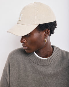 Casquette Femme en Velours Côtelé Ecru Cap H