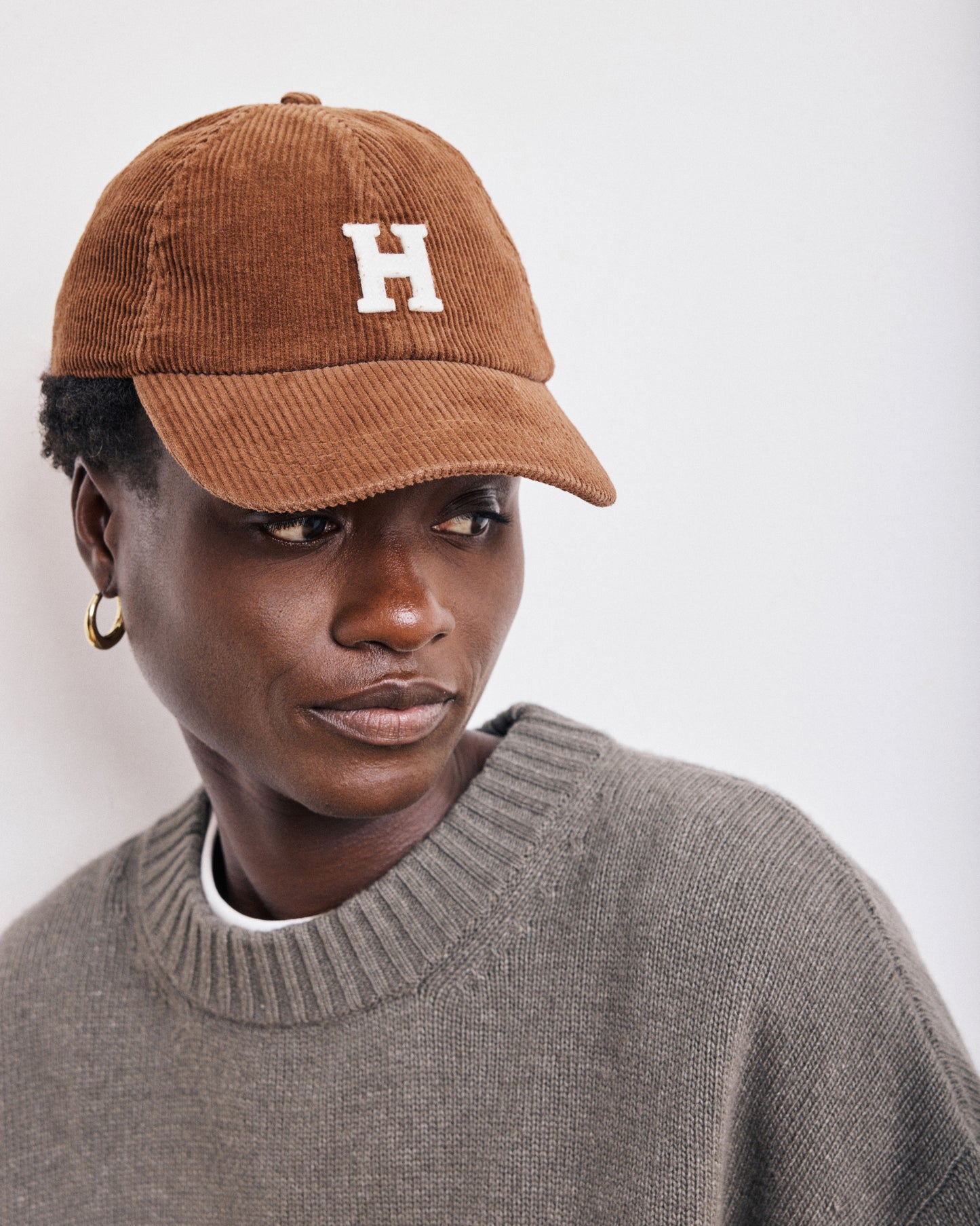Casquette Femme en Velours Côtelé Caramel Cap H