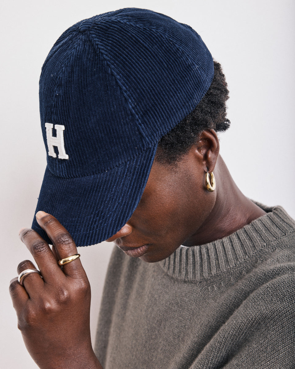 Cap H Women's Navy Blue Corduroy Cap - Image alternative