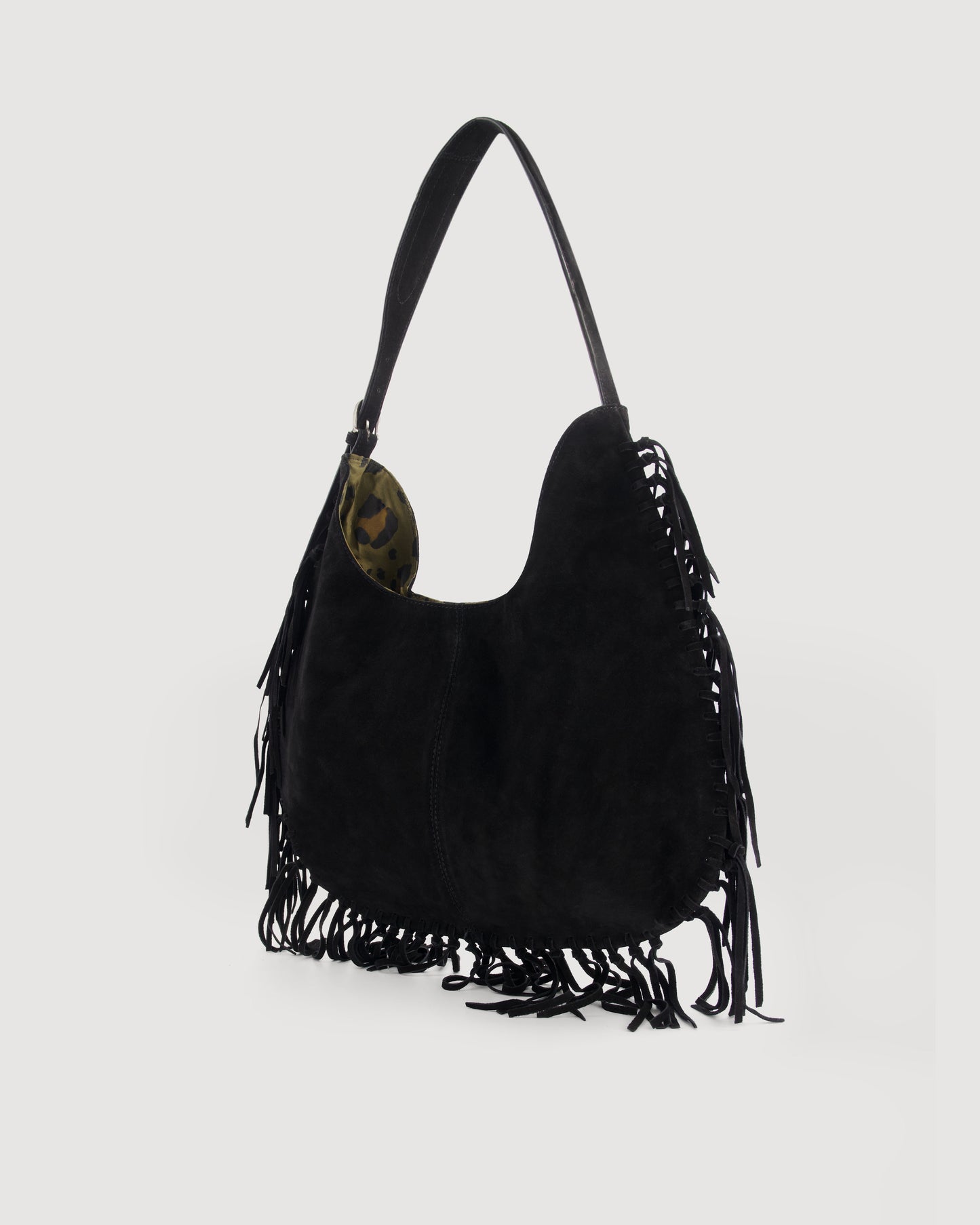 Sac Femme en Cuir Suédé Noir Aretha Bag