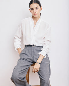 Chemise Femme en Double Voile de Gaze de Coton Ecru Carmela