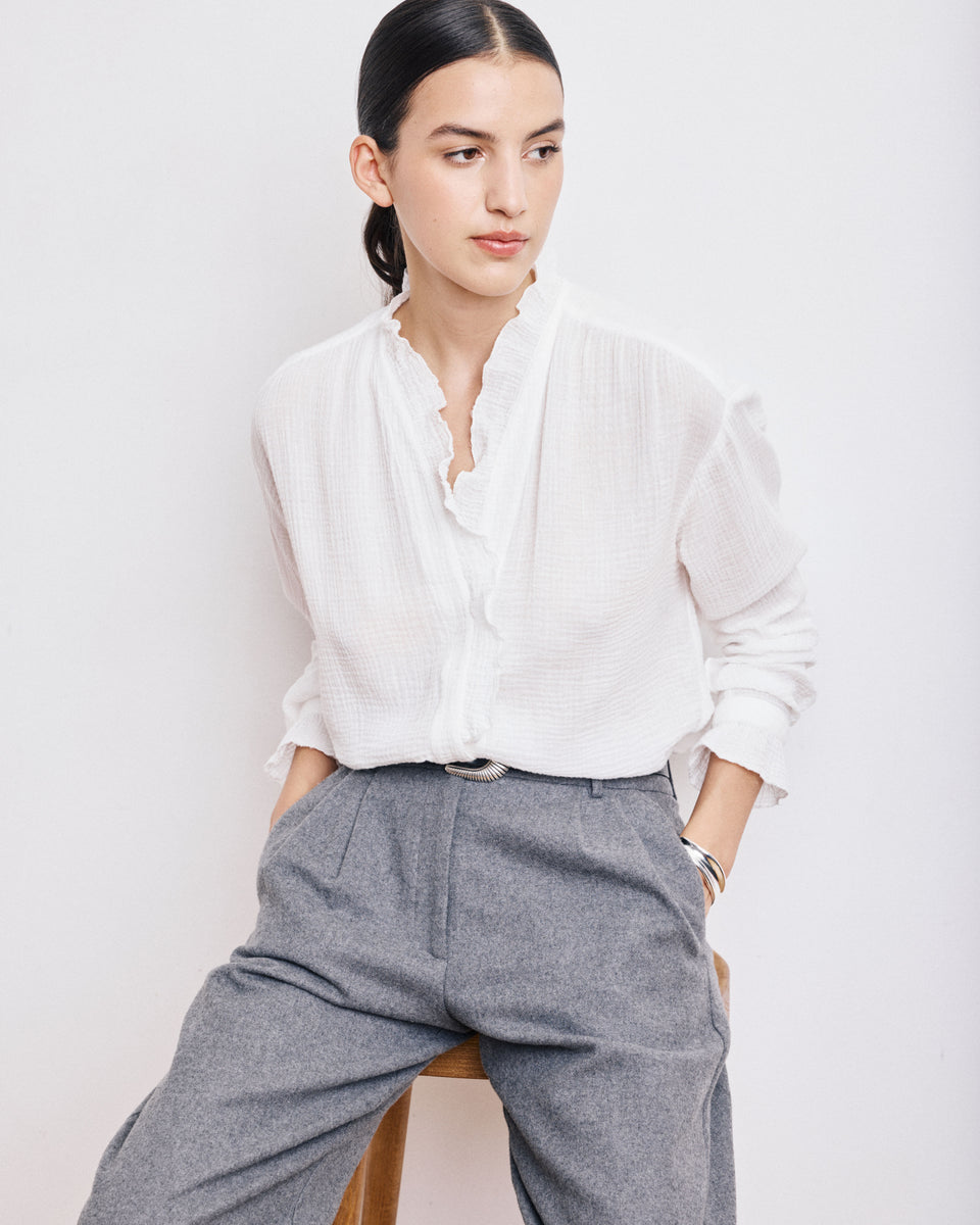 Chemise Femme en Double Voile de Gaze de Coton Ecru Carmela - Image alternative