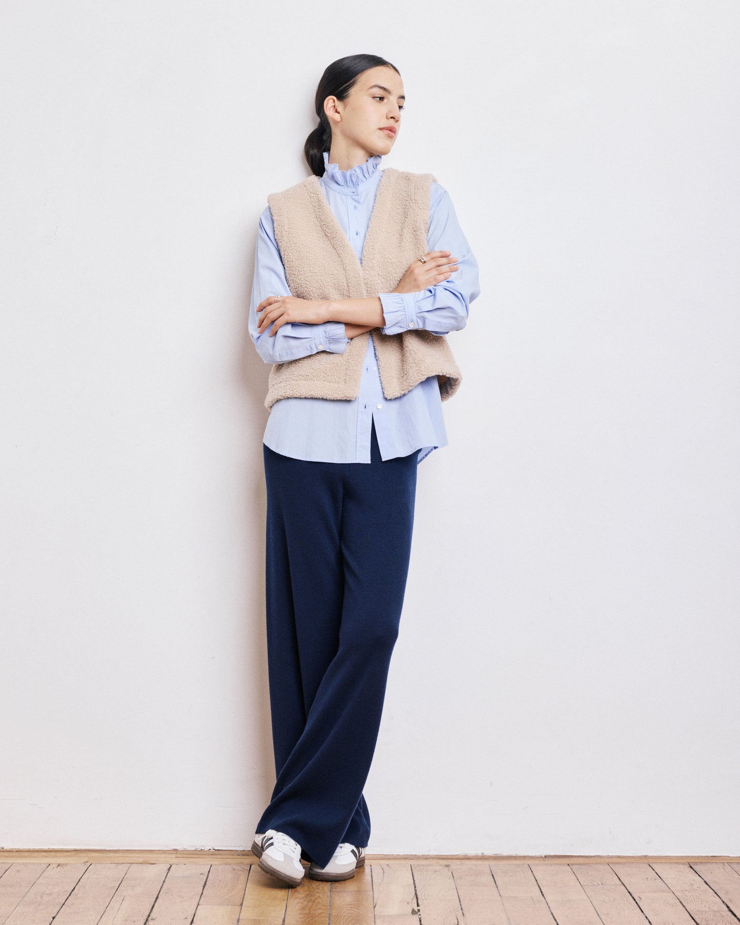 Chemise Femme en Popeline de Coton à Rayures Bleues Chana