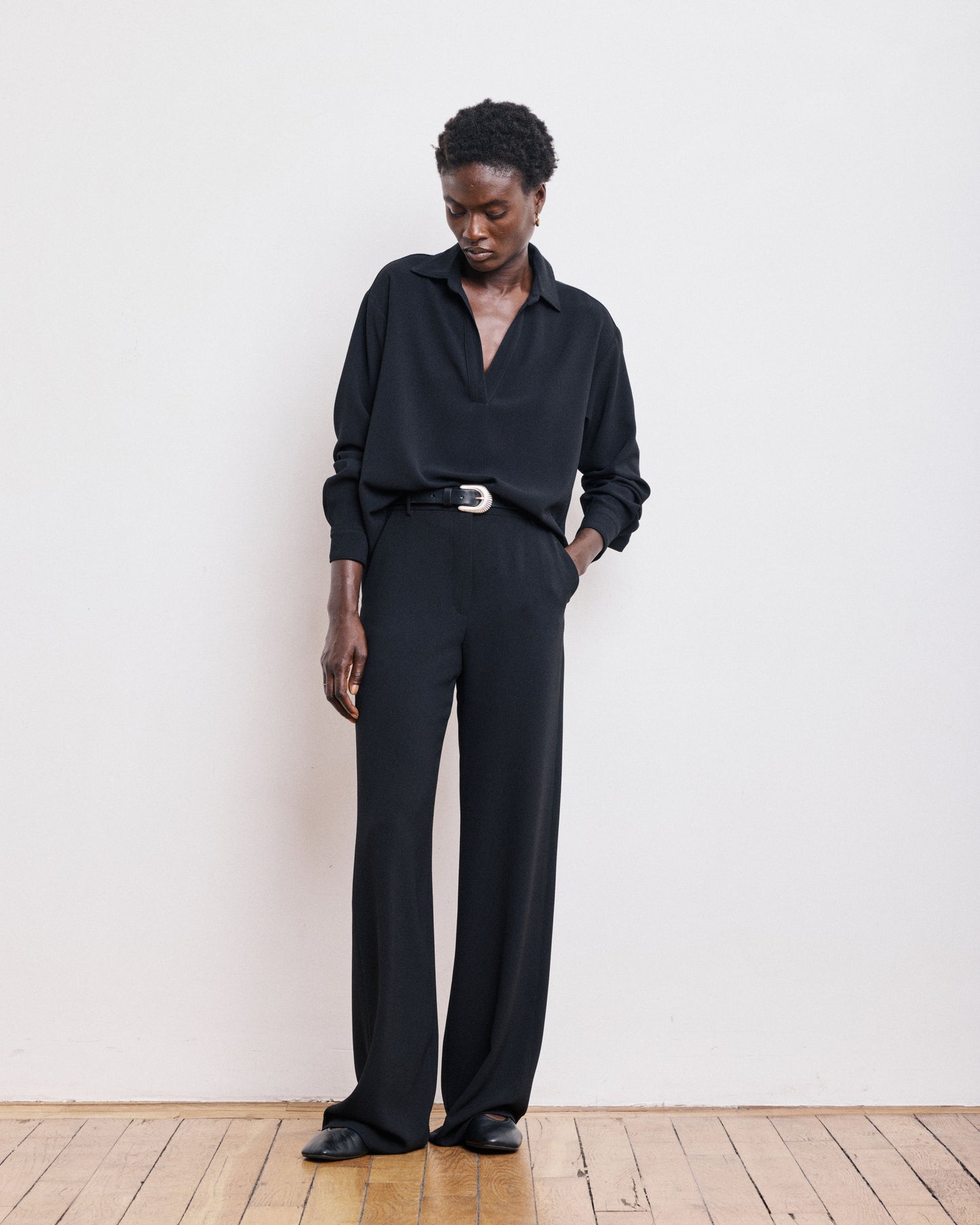 Blouse Femme en Crêpe Noir Chorus