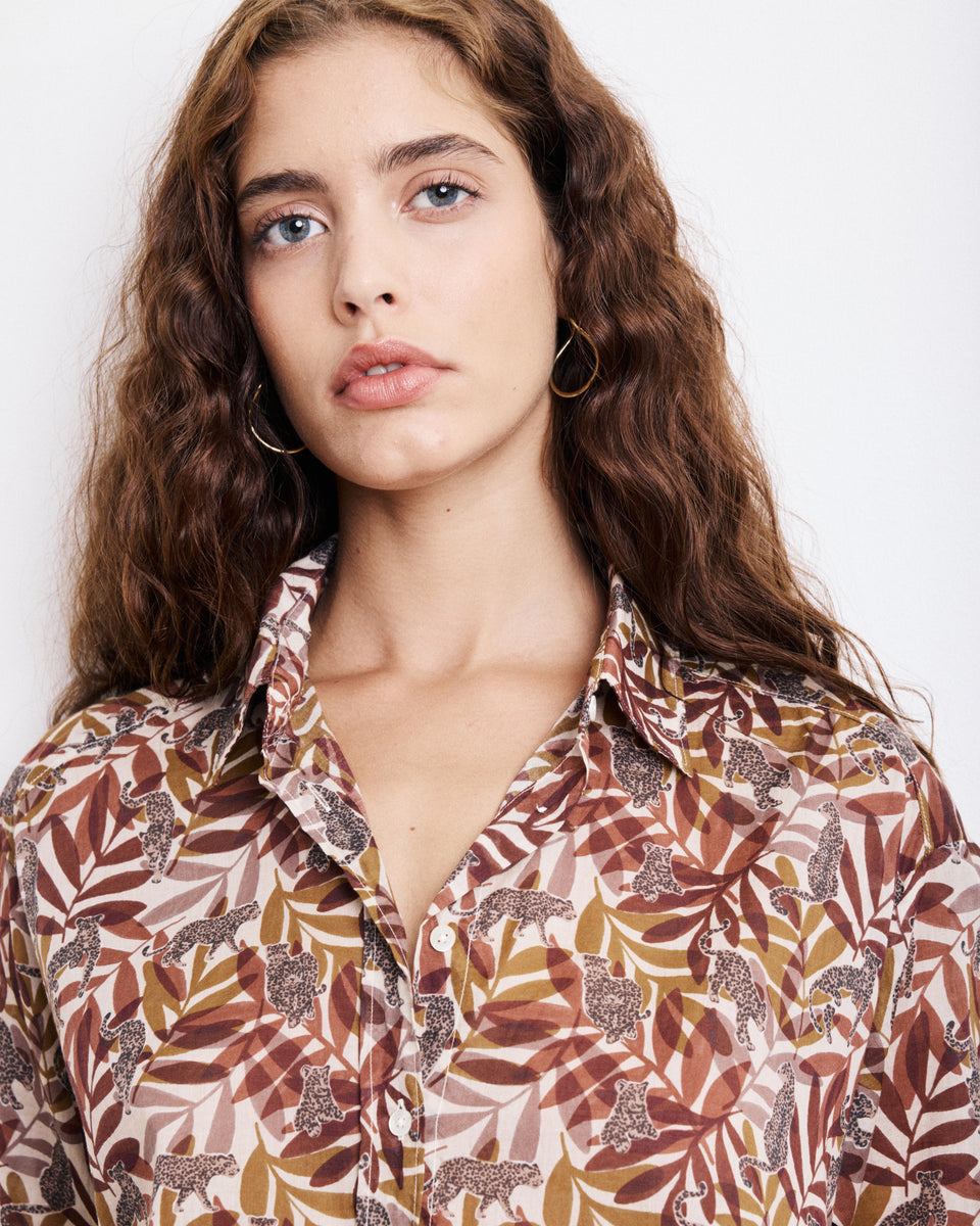 Cinema Women's Brown & Beige Printed Cotton Shirt - Image alternative