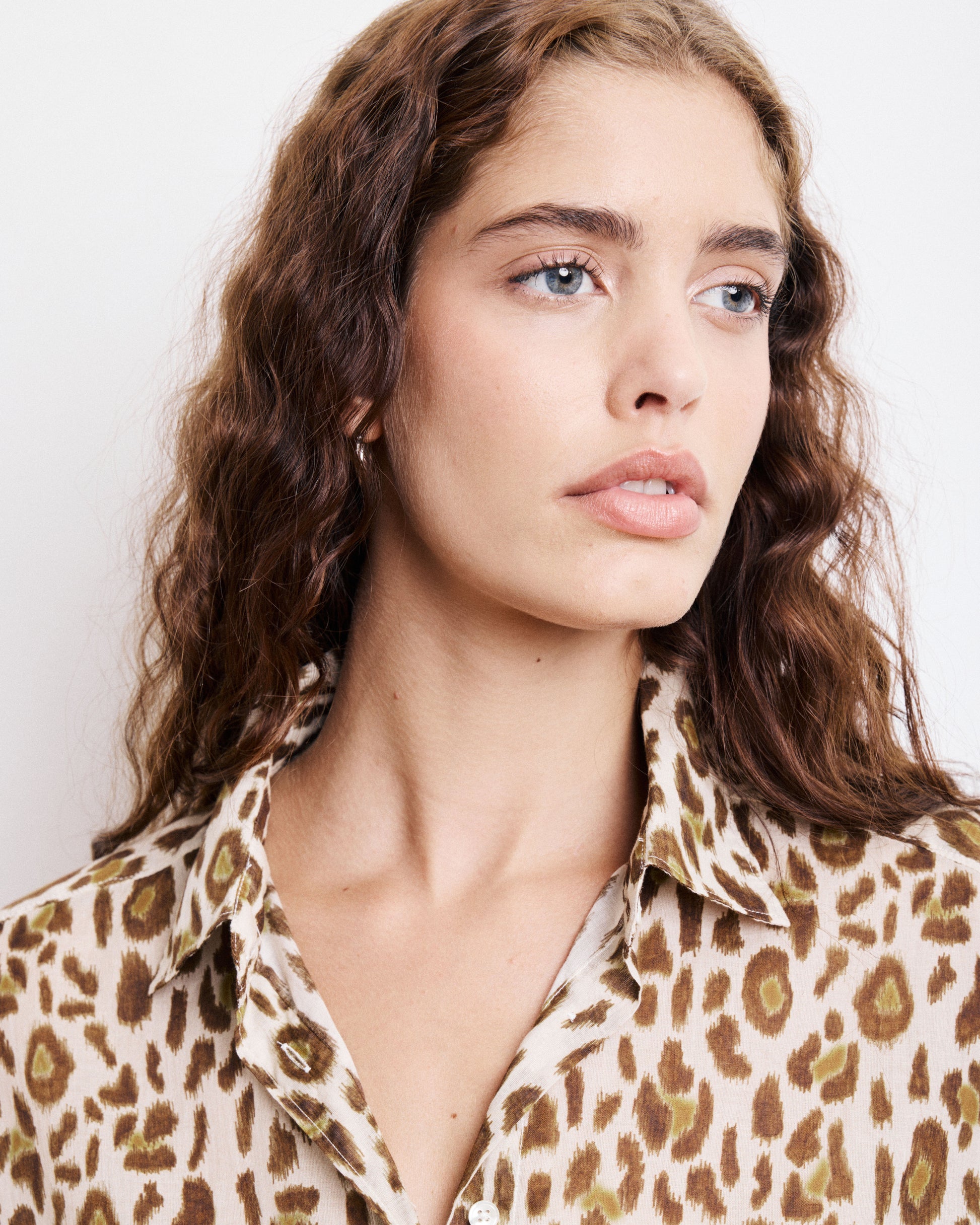 Chemise Femme en Coton Imprimé Léopard Cinema