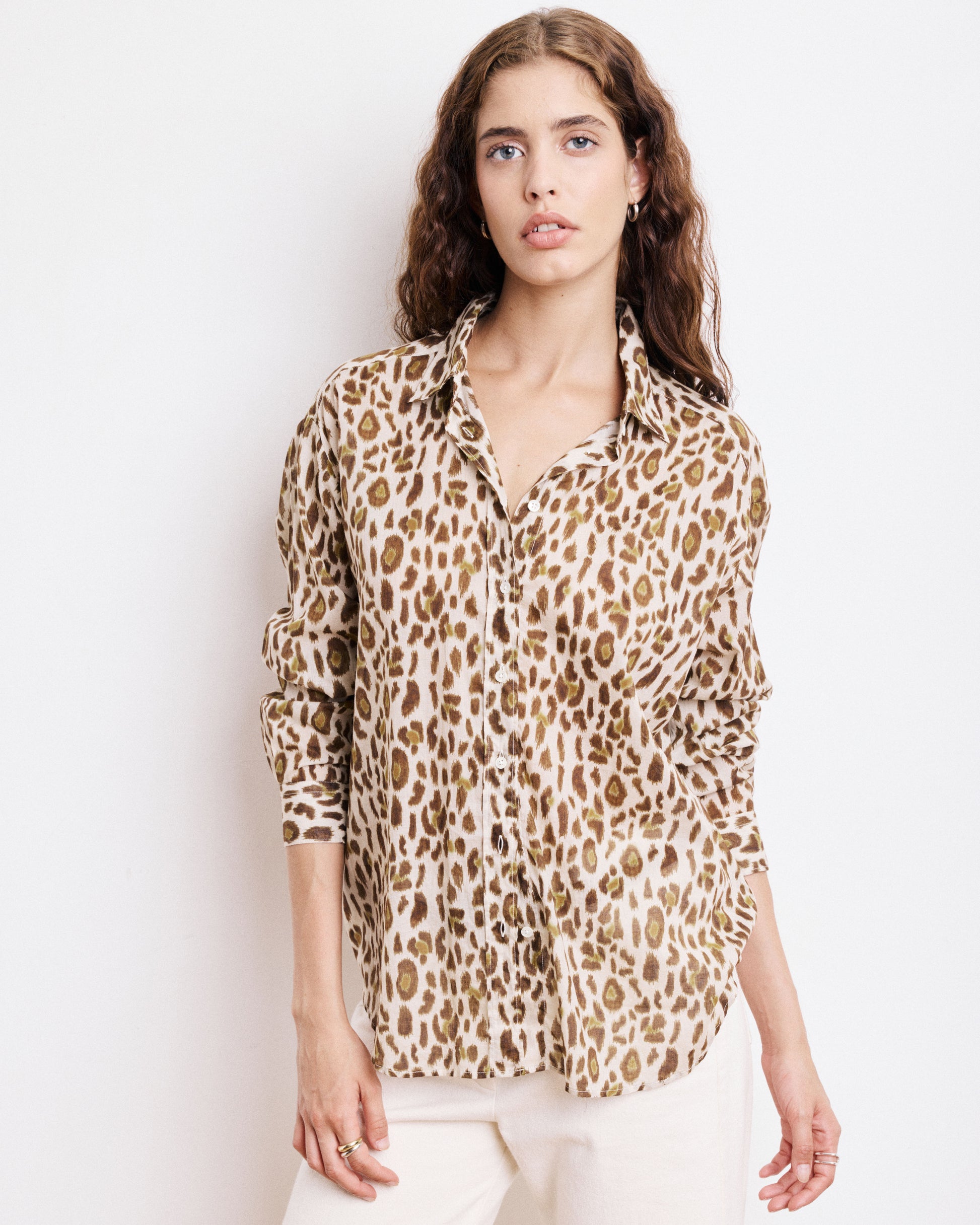 Chemise Femme en Coton Imprimé Léopard Cinema