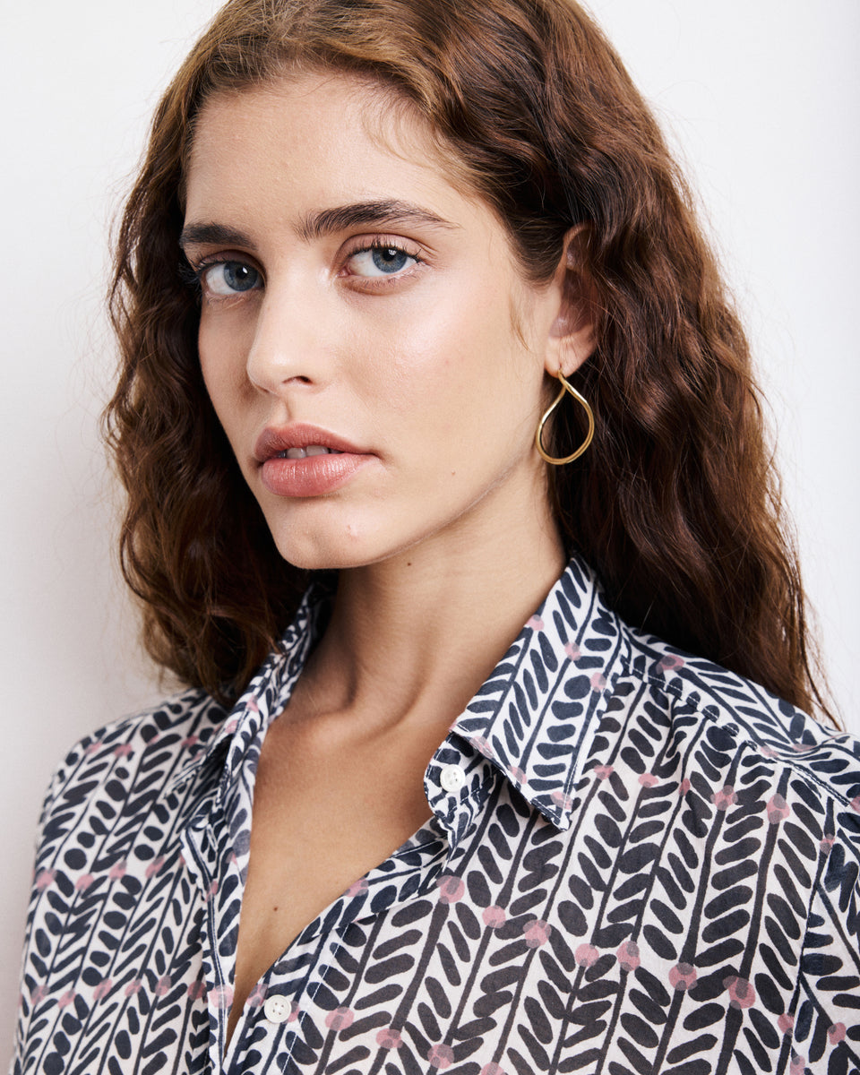 Coraz Women's Navy Blue Printed Cotton Shirt - Image alternative