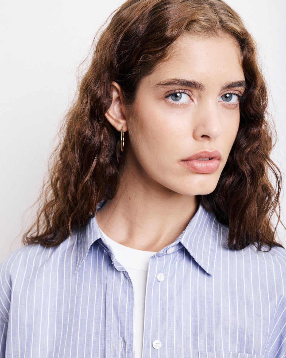 Cover Women's Blue Striped Cotton Poplin Shirt - Image 3
