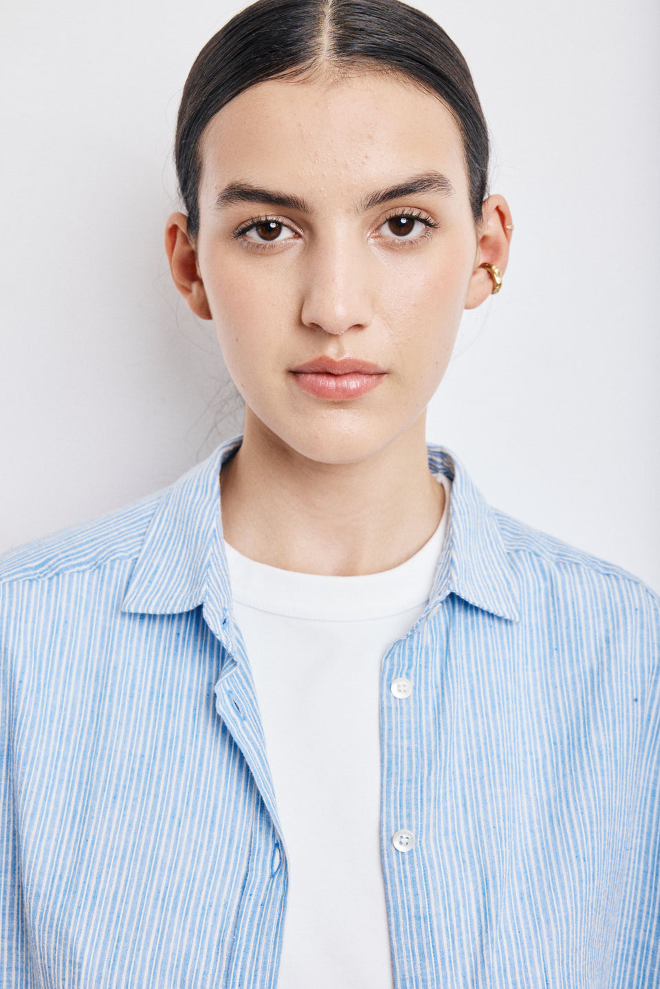 Casey Women's Blue Cotton Voile Shirt - Image alternative