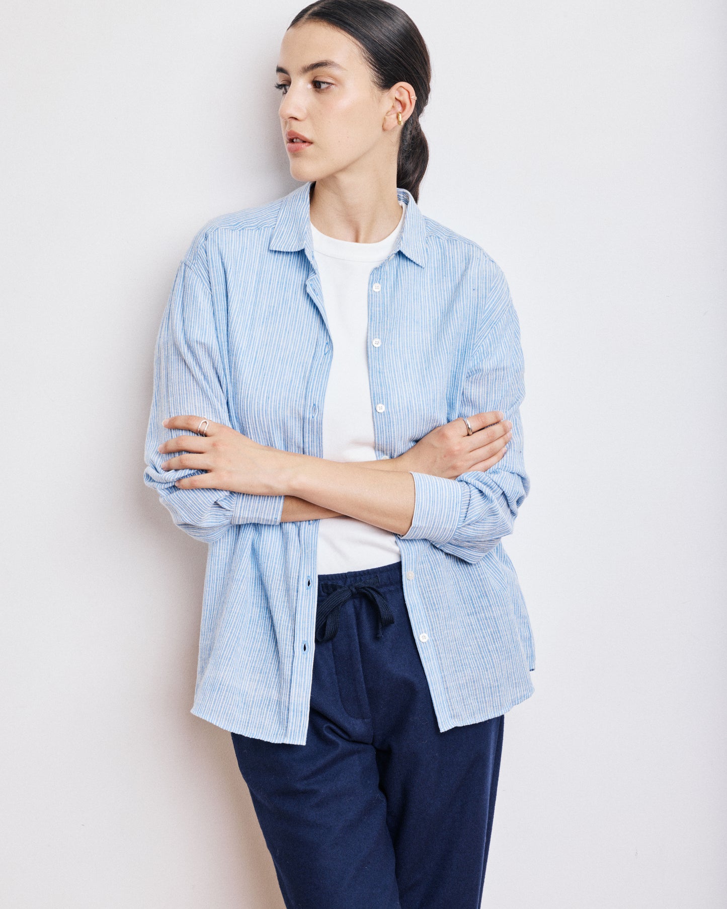 Chemise Femme en Voile de Coton Bleu Casey