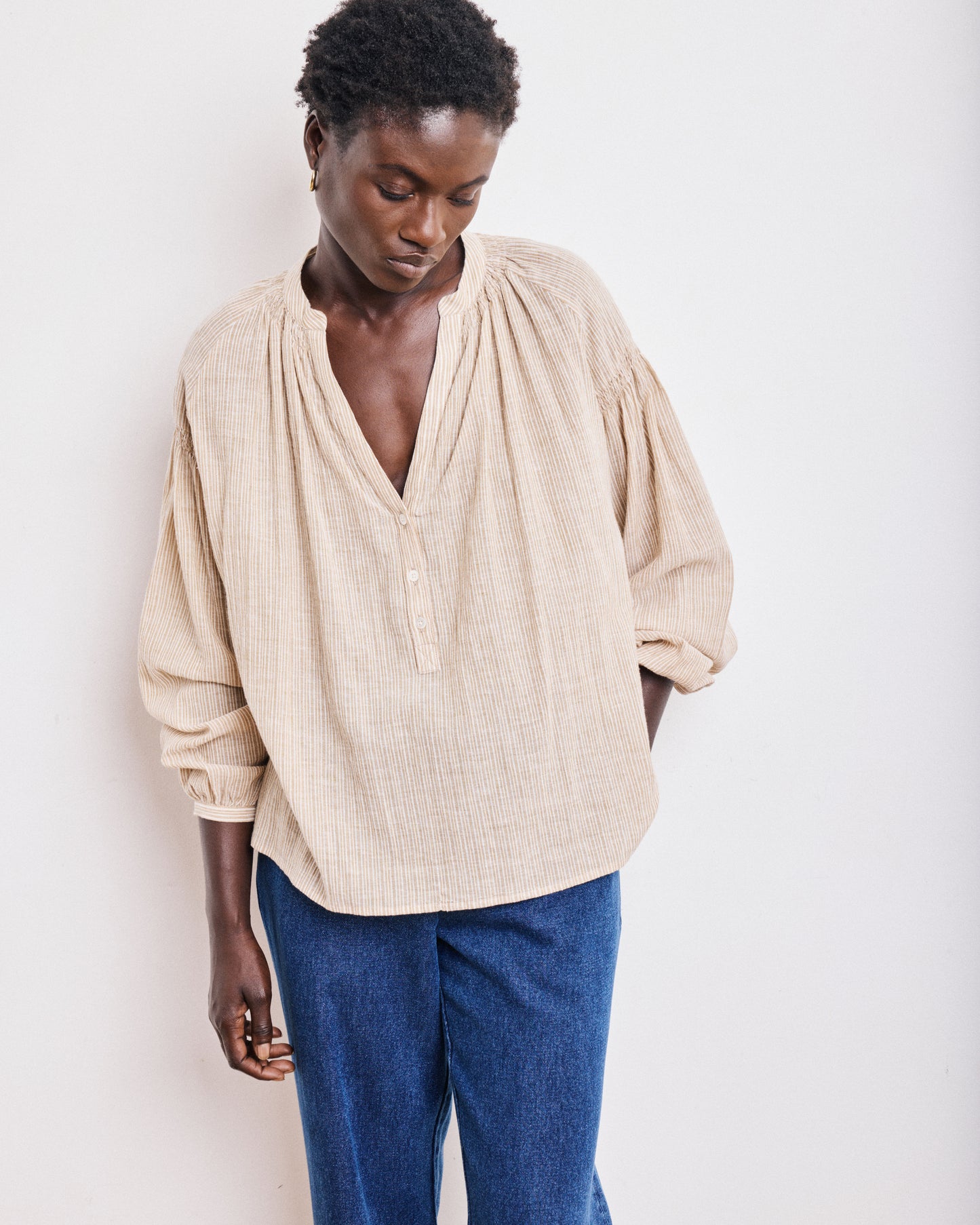 Blouse Femme en Voile de Coton Ocre Cierra