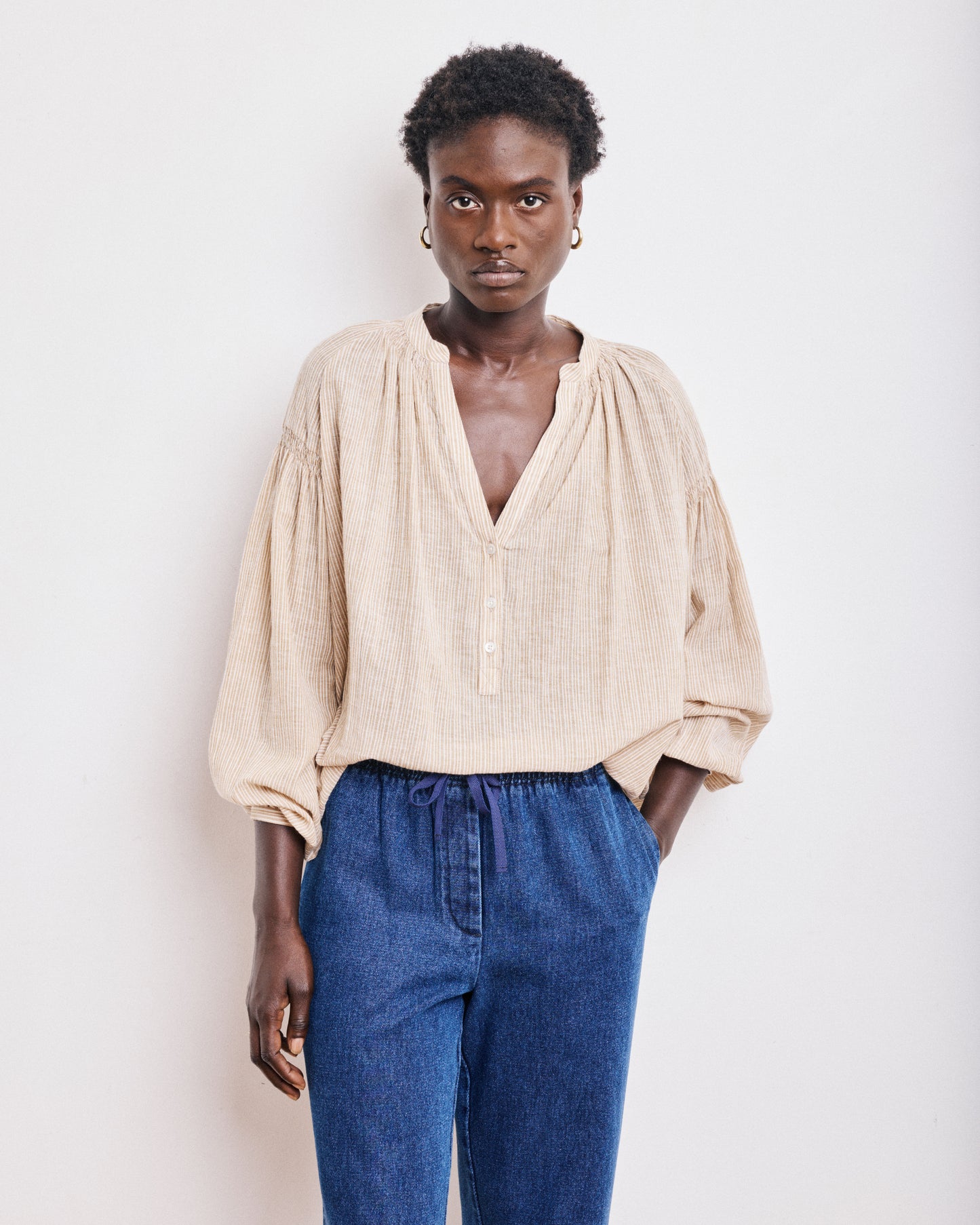 Blouse Femme en Voile de Coton Ocre Cierra
