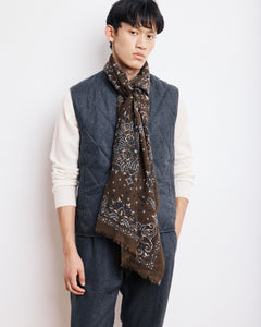 Echarpe Homme en Laine Imprimée Vert Militaire Bandana