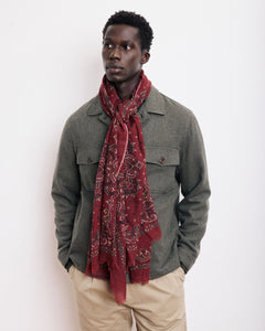 Echarpe Homme en Laine Imprimée Rouge Bandana