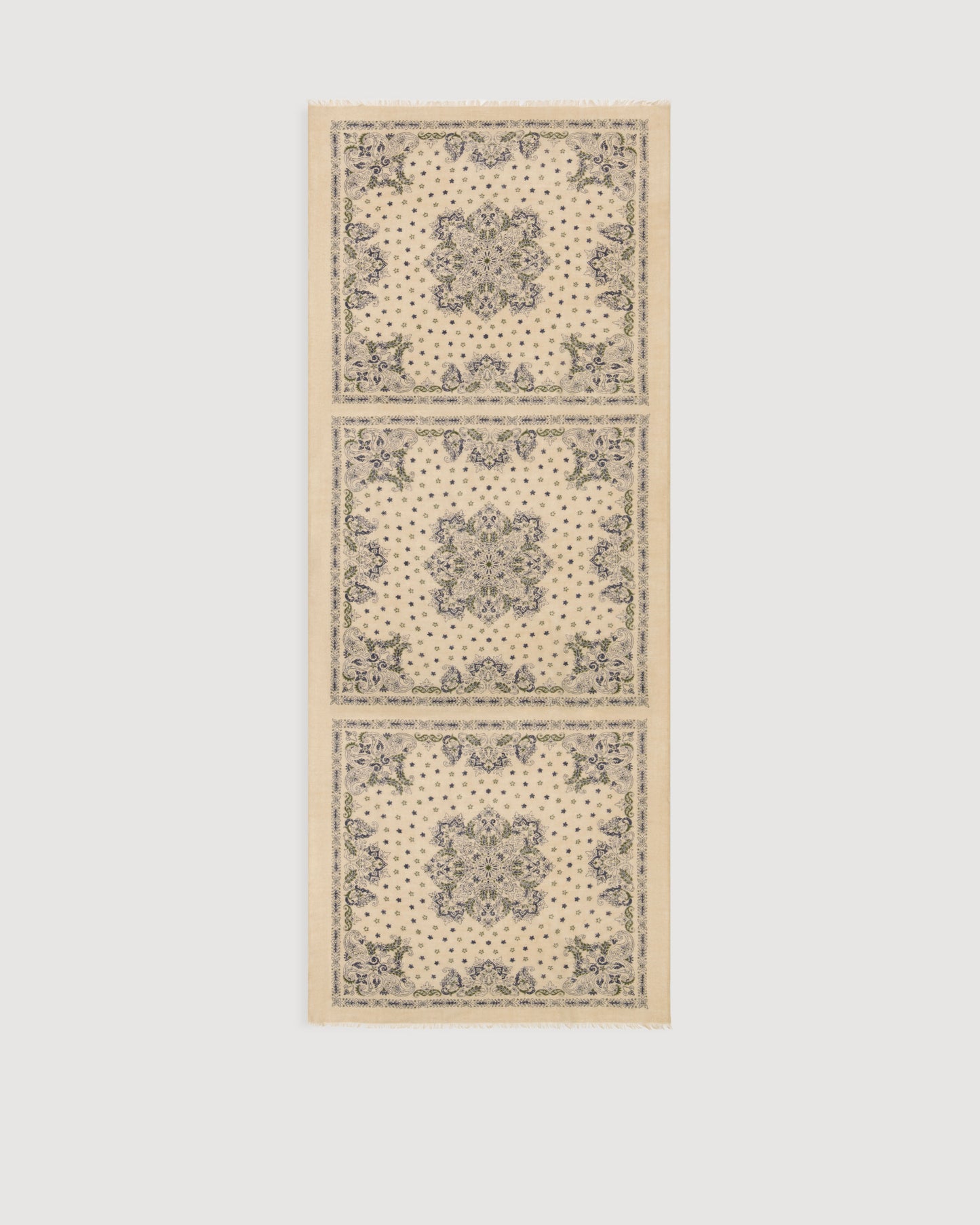 Echarpe Homme en Laine Imprimée Beige Bandana