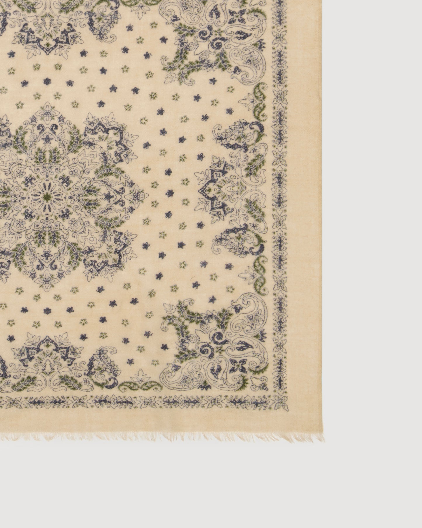 Echarpe Homme en Laine Imprimée Beige Bandana