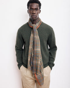 Echarpe Homme en Laine à Carreaux Vert & Rouge Tartan