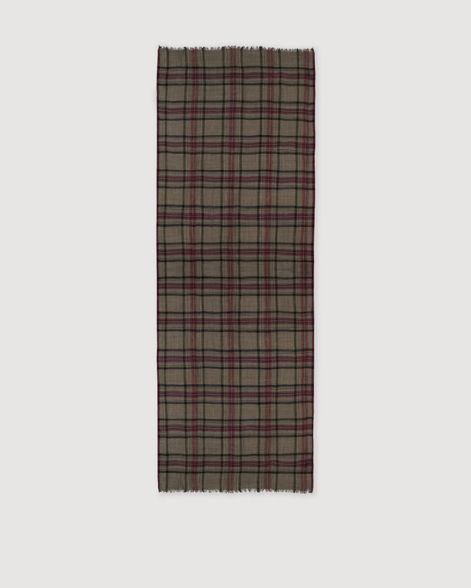 Echarpe Homme en Laine à Carreaux Gris & Rouge Tartan - Image 3