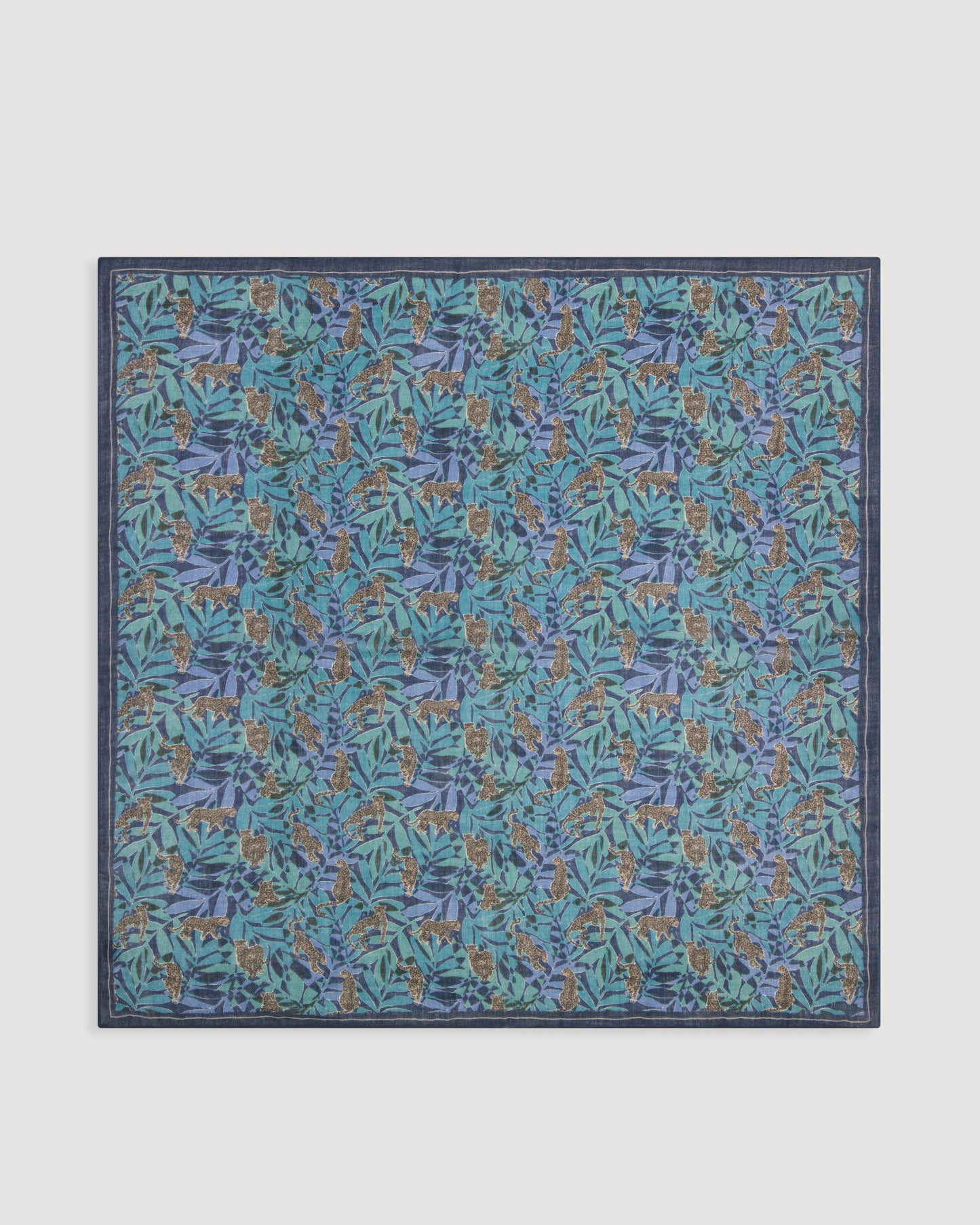 Echarpe Femme en Laine Imprimé Bleu Jungle