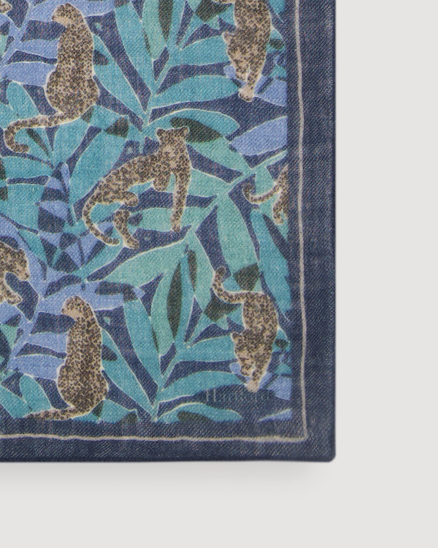 Echarpe Femme en Laine Imprimé Bleu Jungle