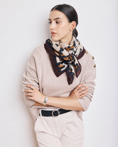 Echarpe Femme en Laine Imprimé Beige & Marron Léopard