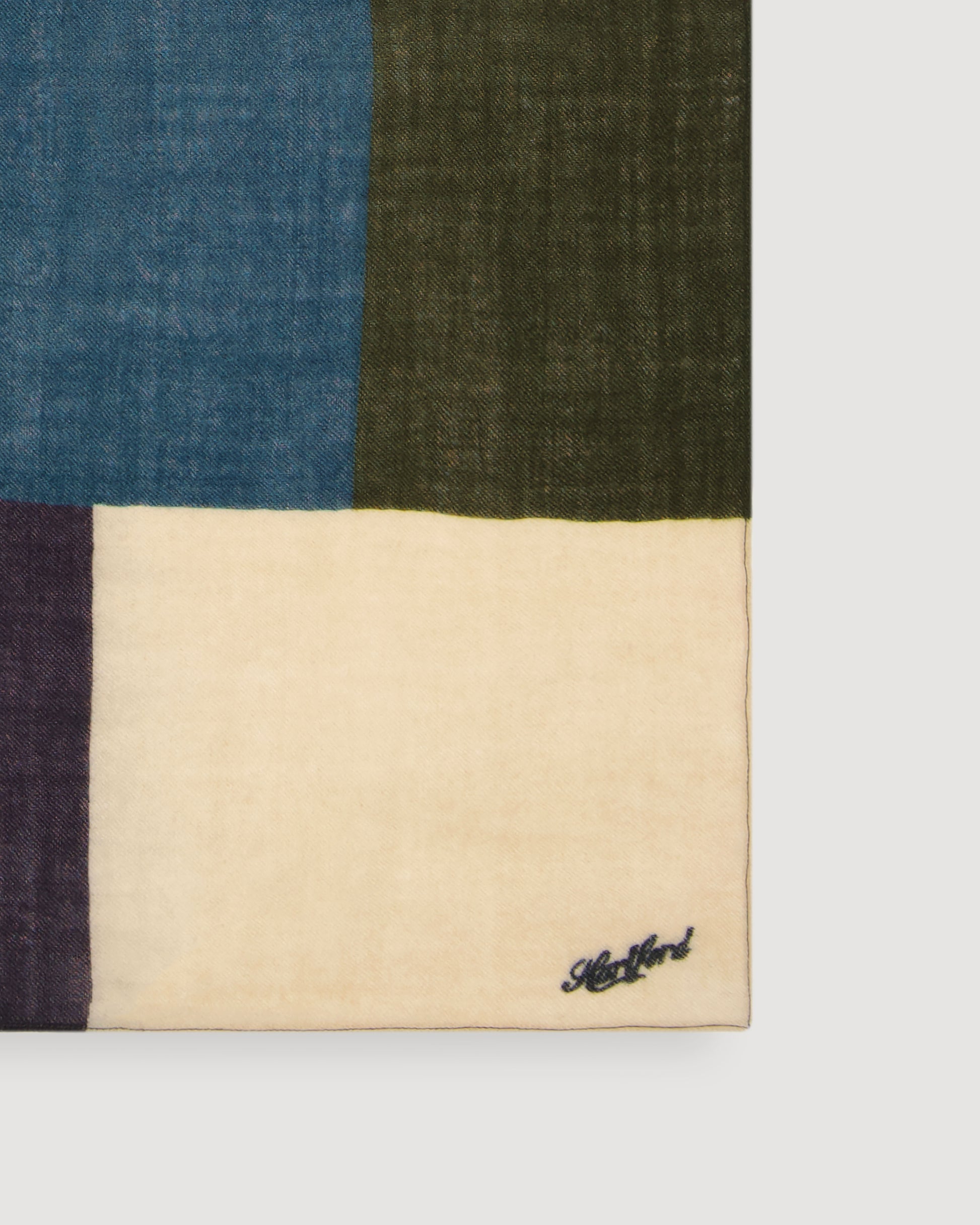 Echarpe Femme en Laine Imprimé Bleu & Vert Geometric