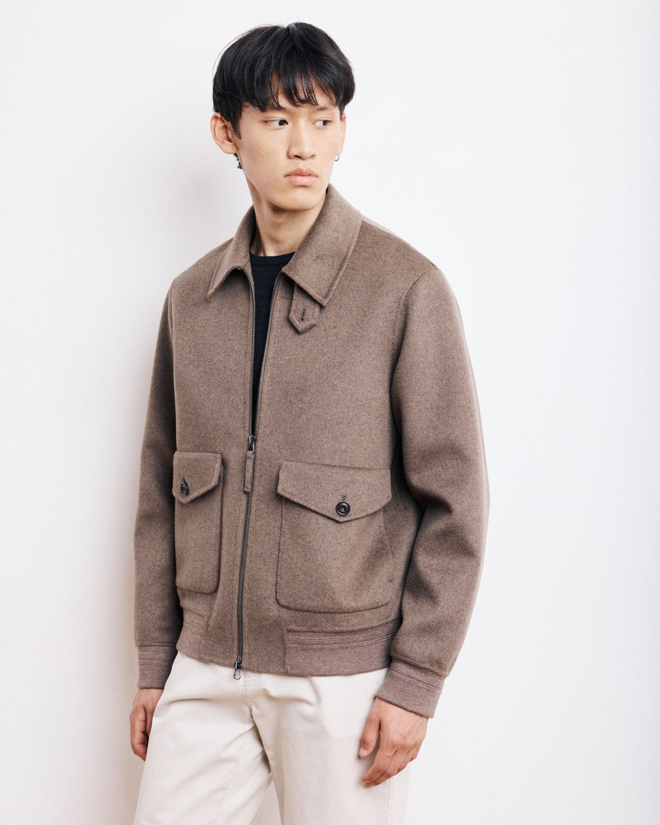 Blouson Homme en Laine Double Face Taupe Doug - Image principale