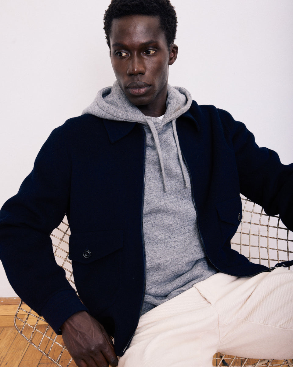 Blouson Homme en Laine Double Face Bleu Marine Doug - Image alternative