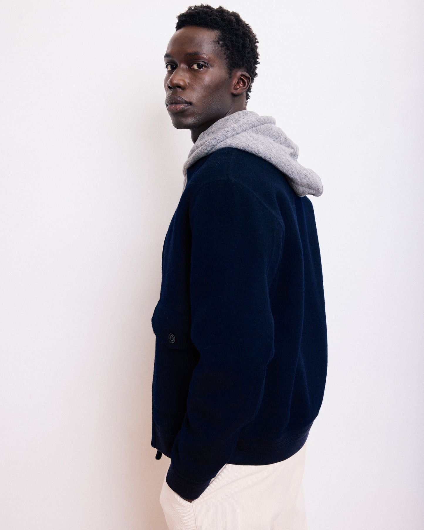 Blouson Homme en Laine Double Face Bleu Marine Doug