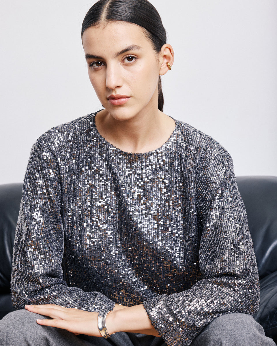 Harper Women's Anthracite Grey Sequins Top - Image principale