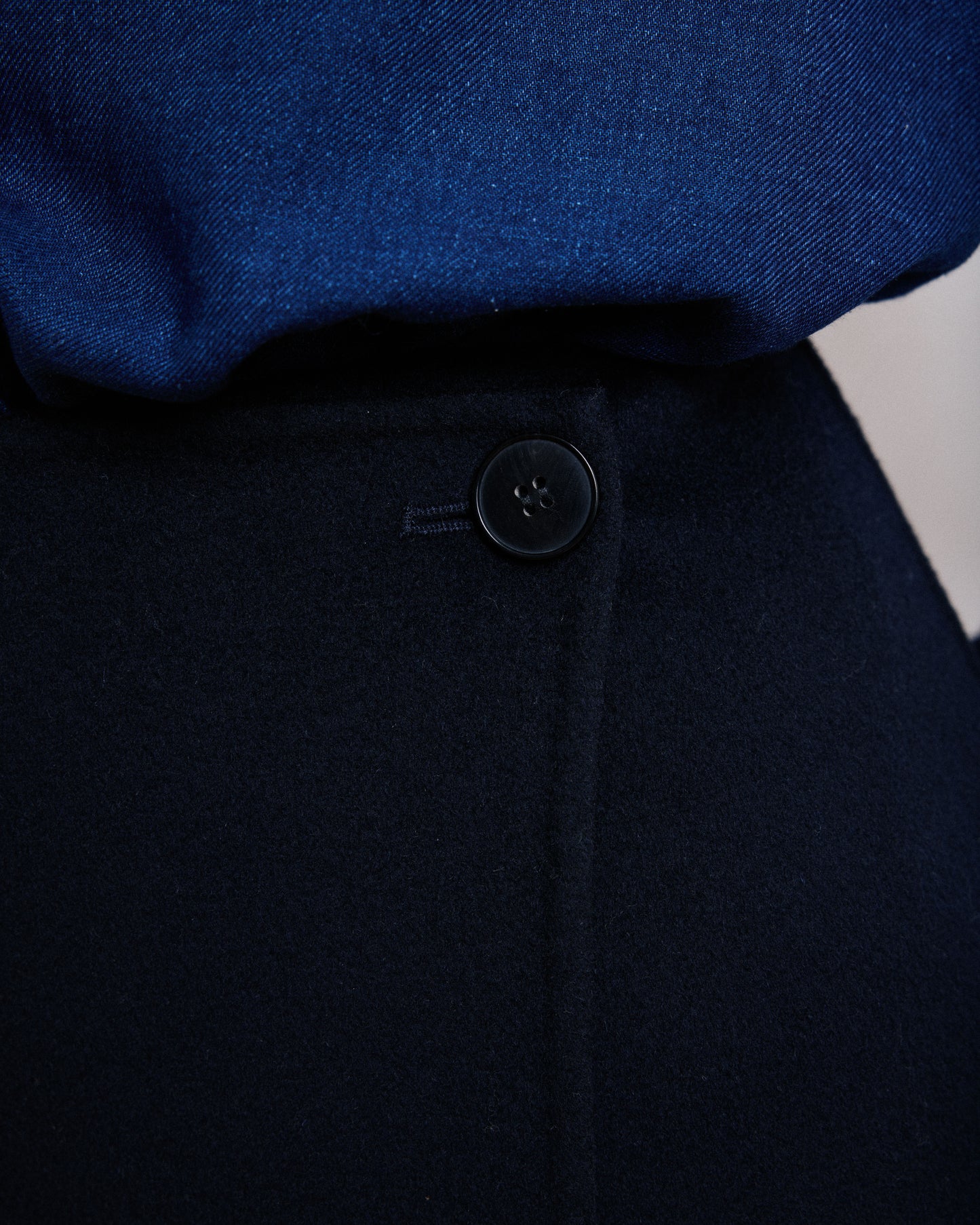 Jupe Femme en Laine Double Face Bleu Marine Jody