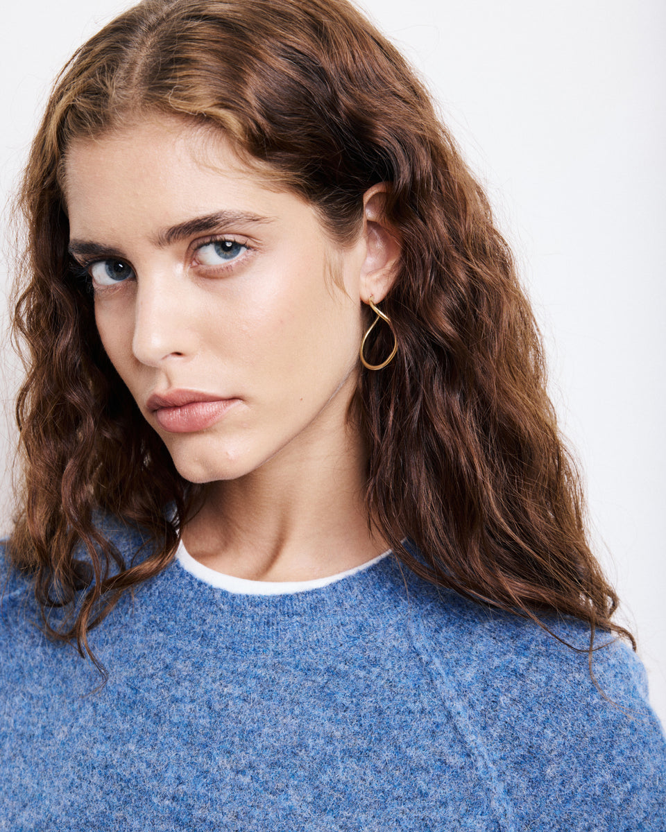 Maglione da donna in Alpaca & Lana Merino blu denim Mazen - Image 3