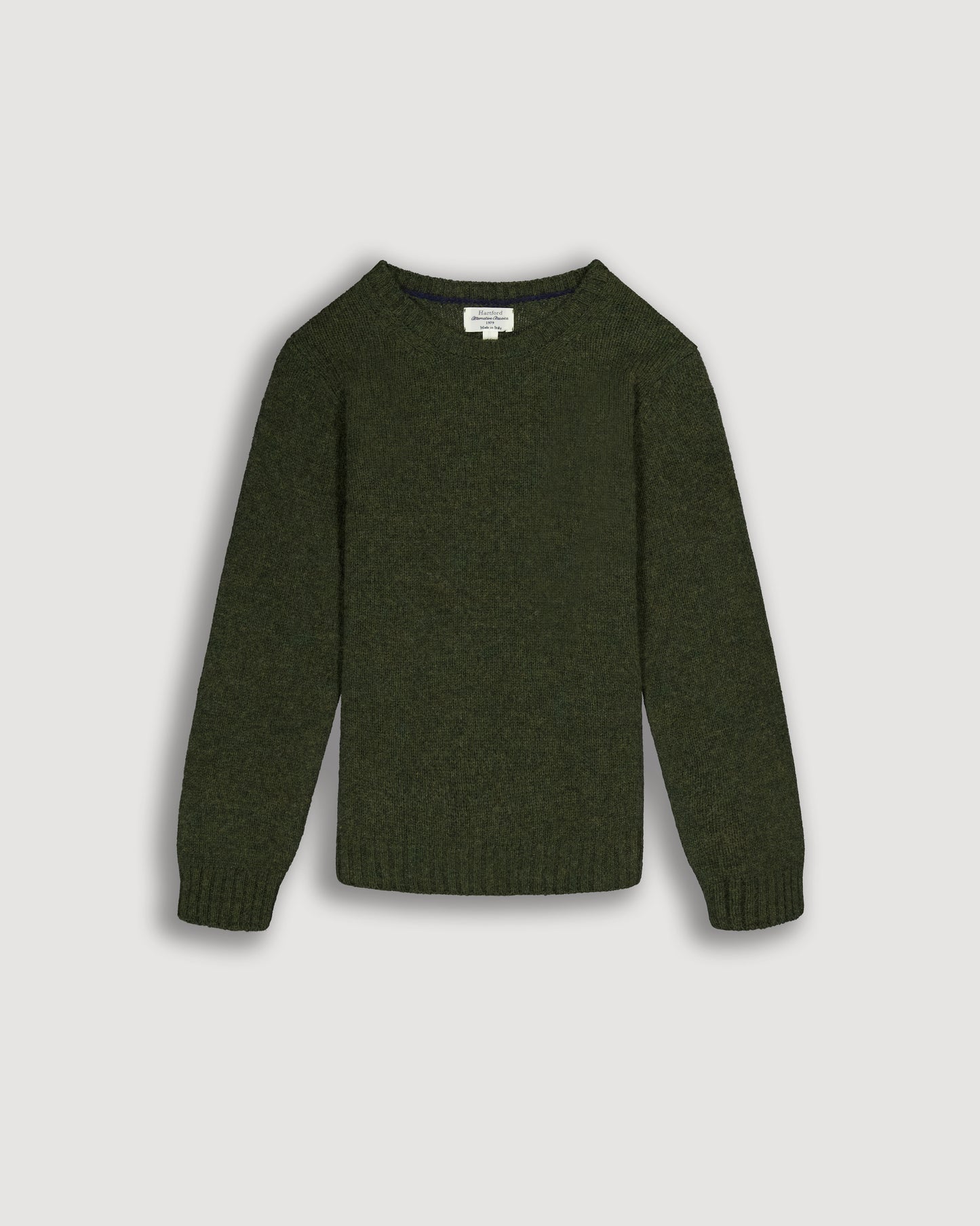 Pull Garçon en Laine Shetland Vert Militaire