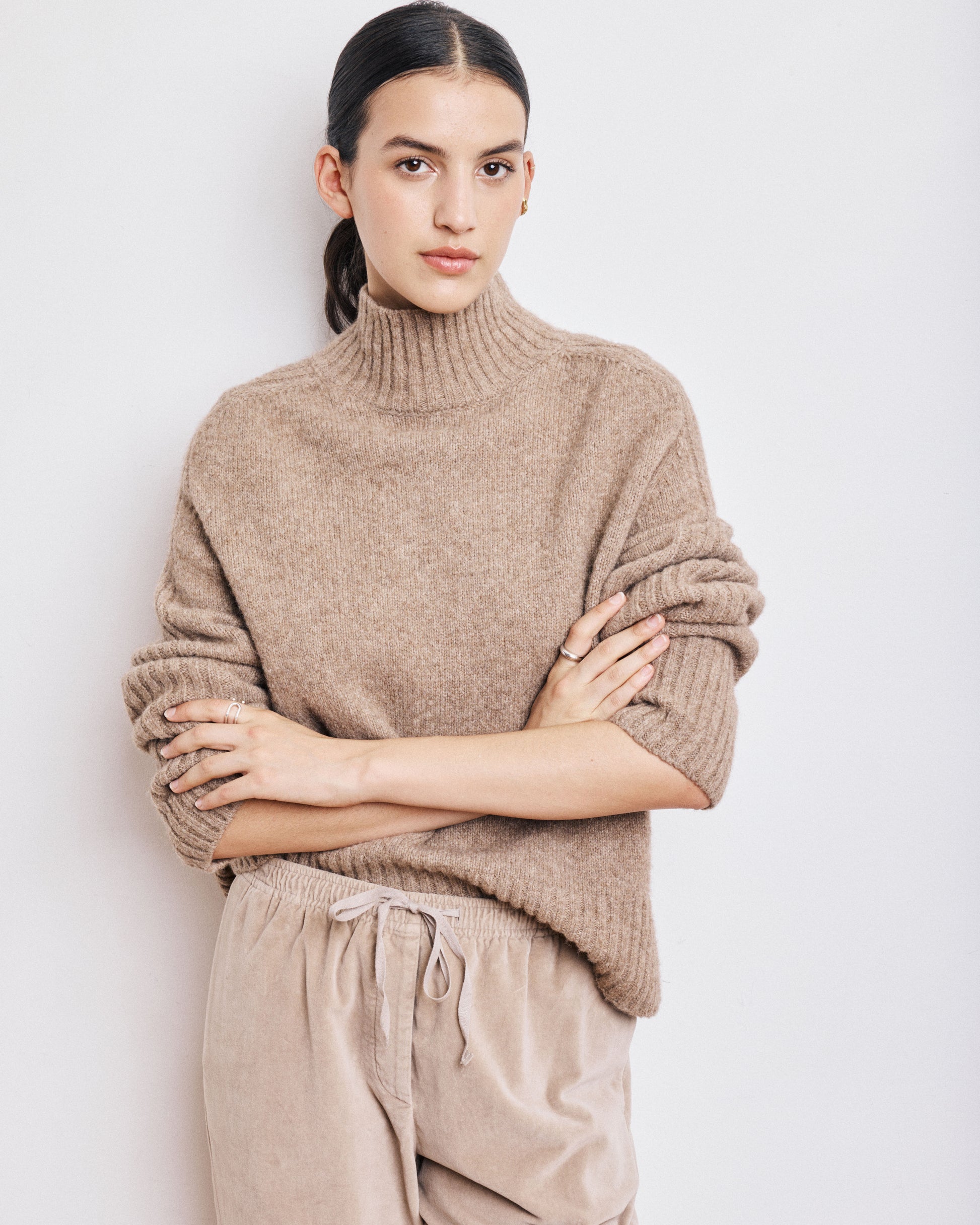 Pull Femme en Yak & Alpaga Beige Myrtille