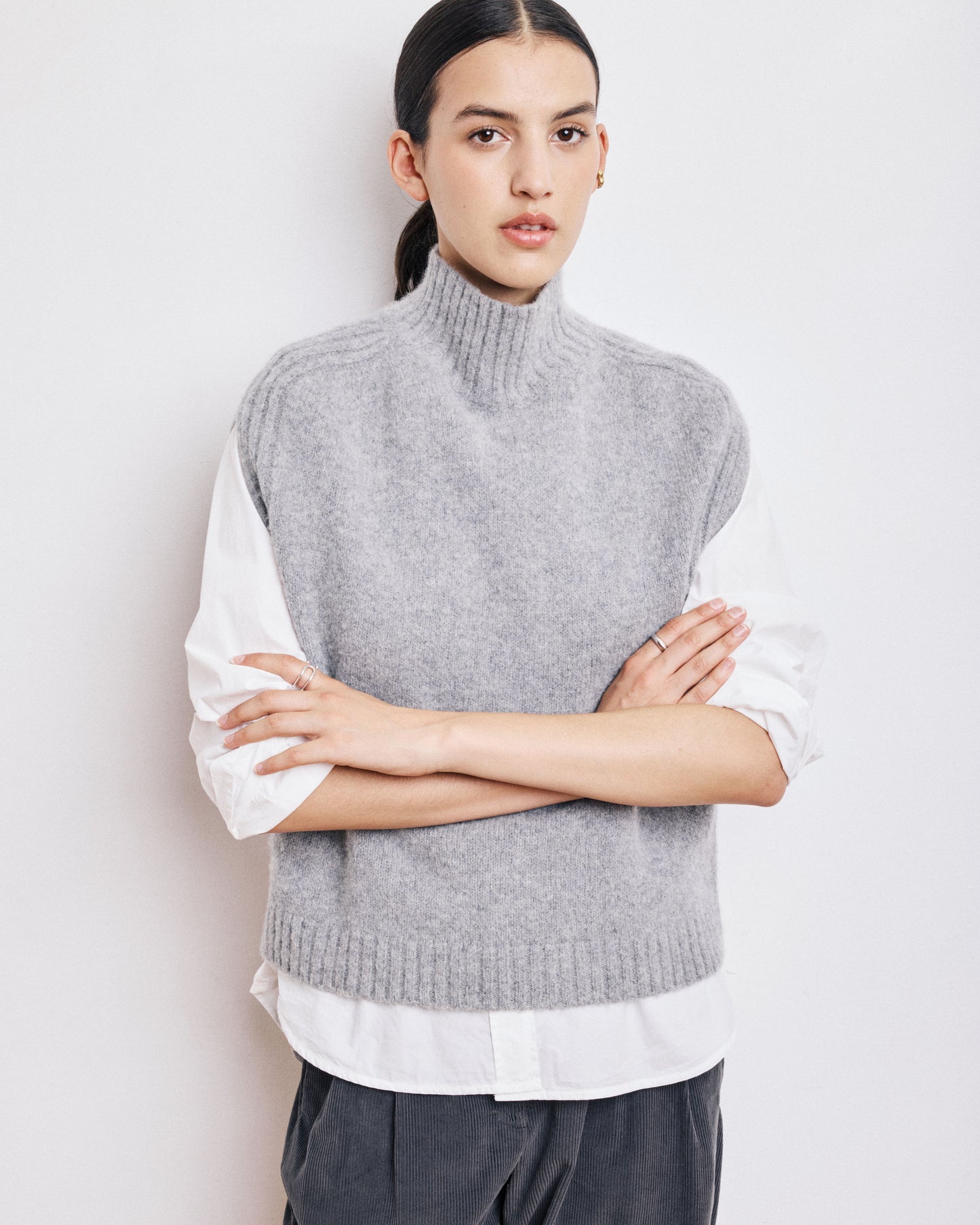 Pull Femme en Yak & Alpaga Gris chiné Mylene