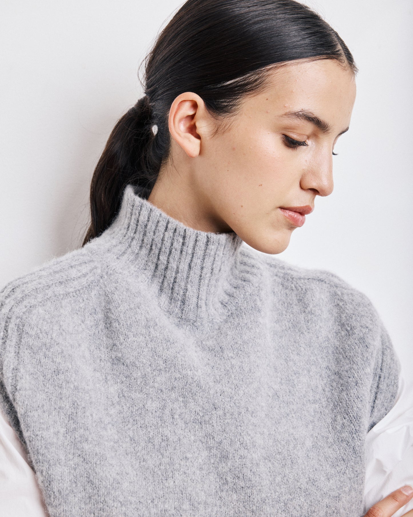 Pull Femme en Yak & Alpaga Gris chiné Mylene