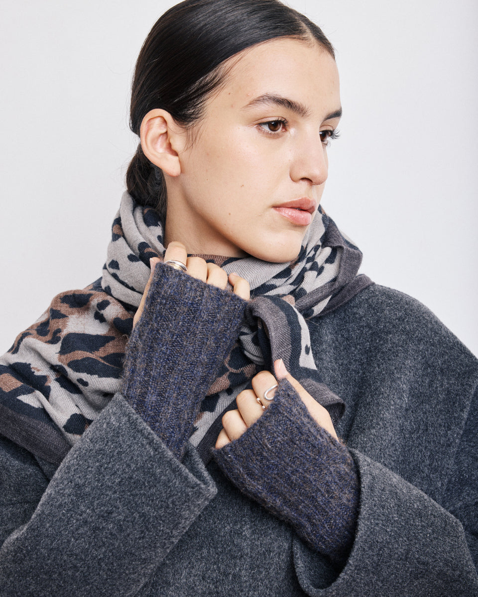 Women's Navy Blue Yak & Alpaga Mittens - Image principale