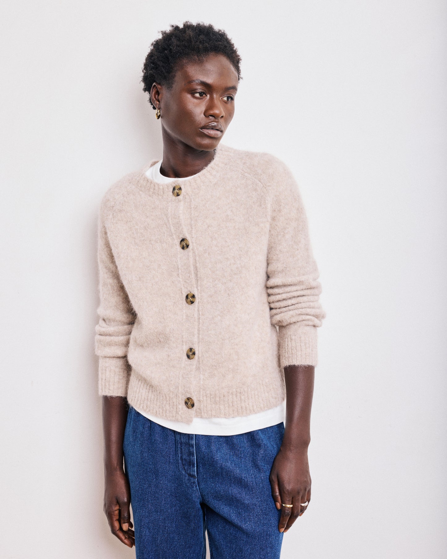 Cardigan Femme en Alpaga Beige Melyssa