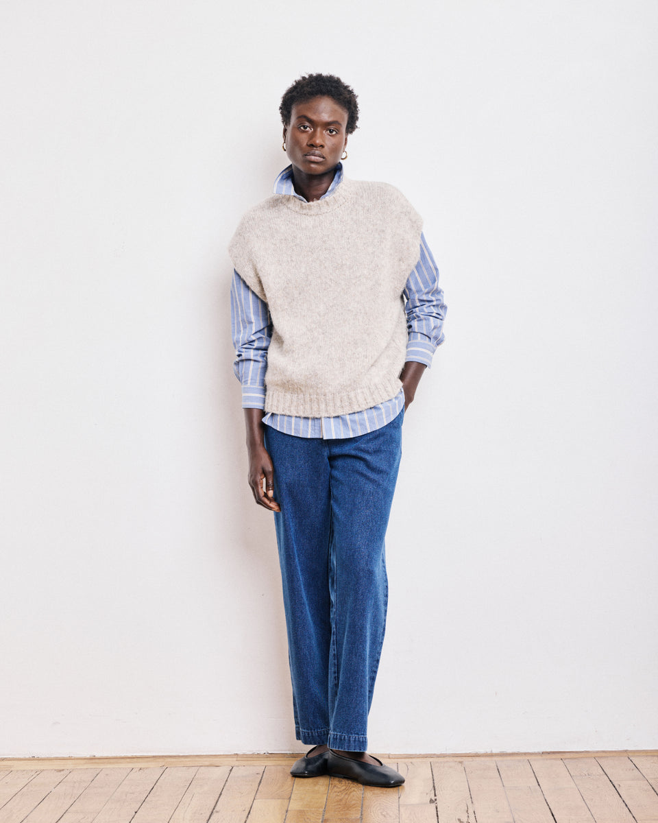 Pull Femme en Laine & Alpaga Naturel Mam - Image alternative