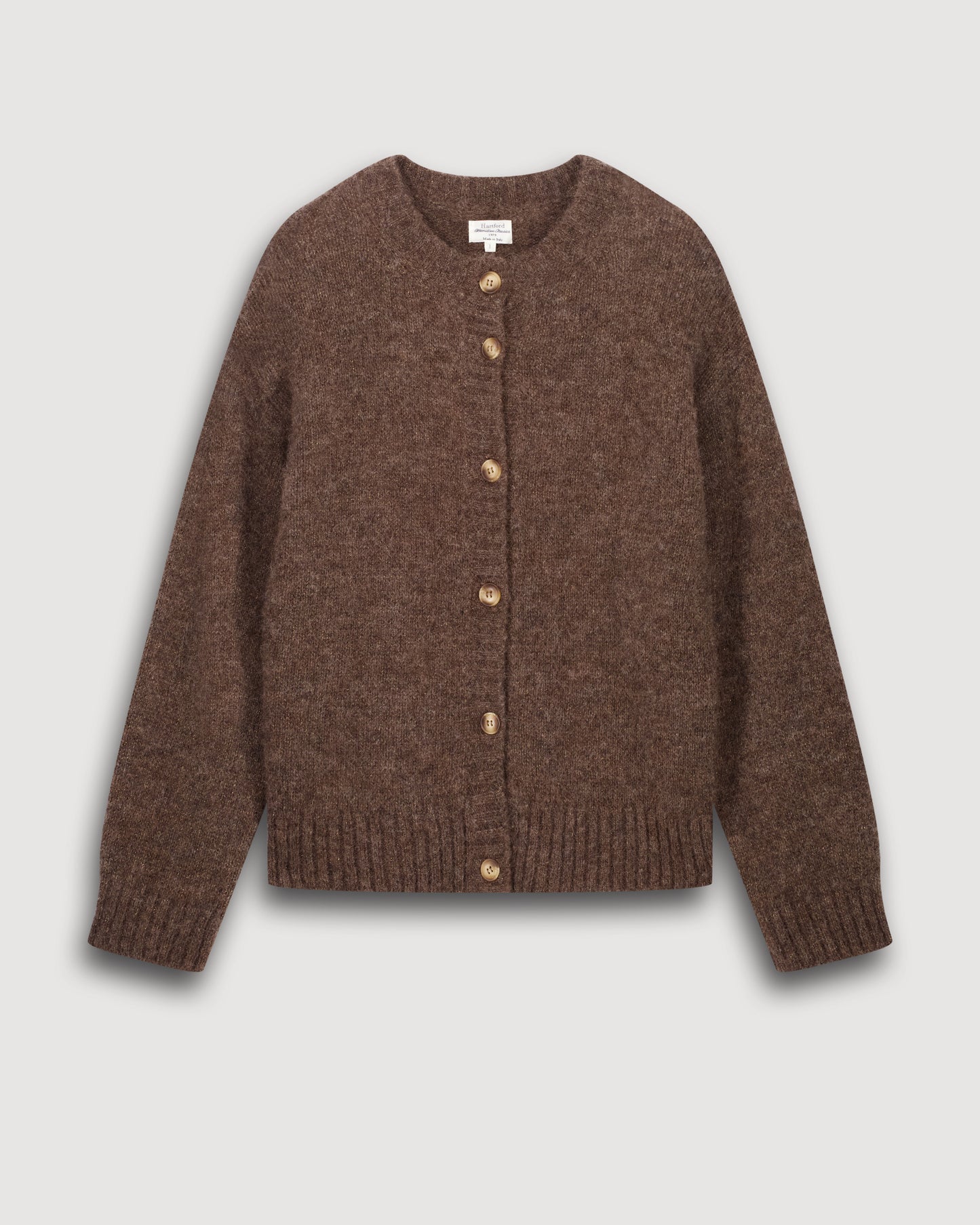Cardigan Femme en Alpaga & Lurex Marron Meja