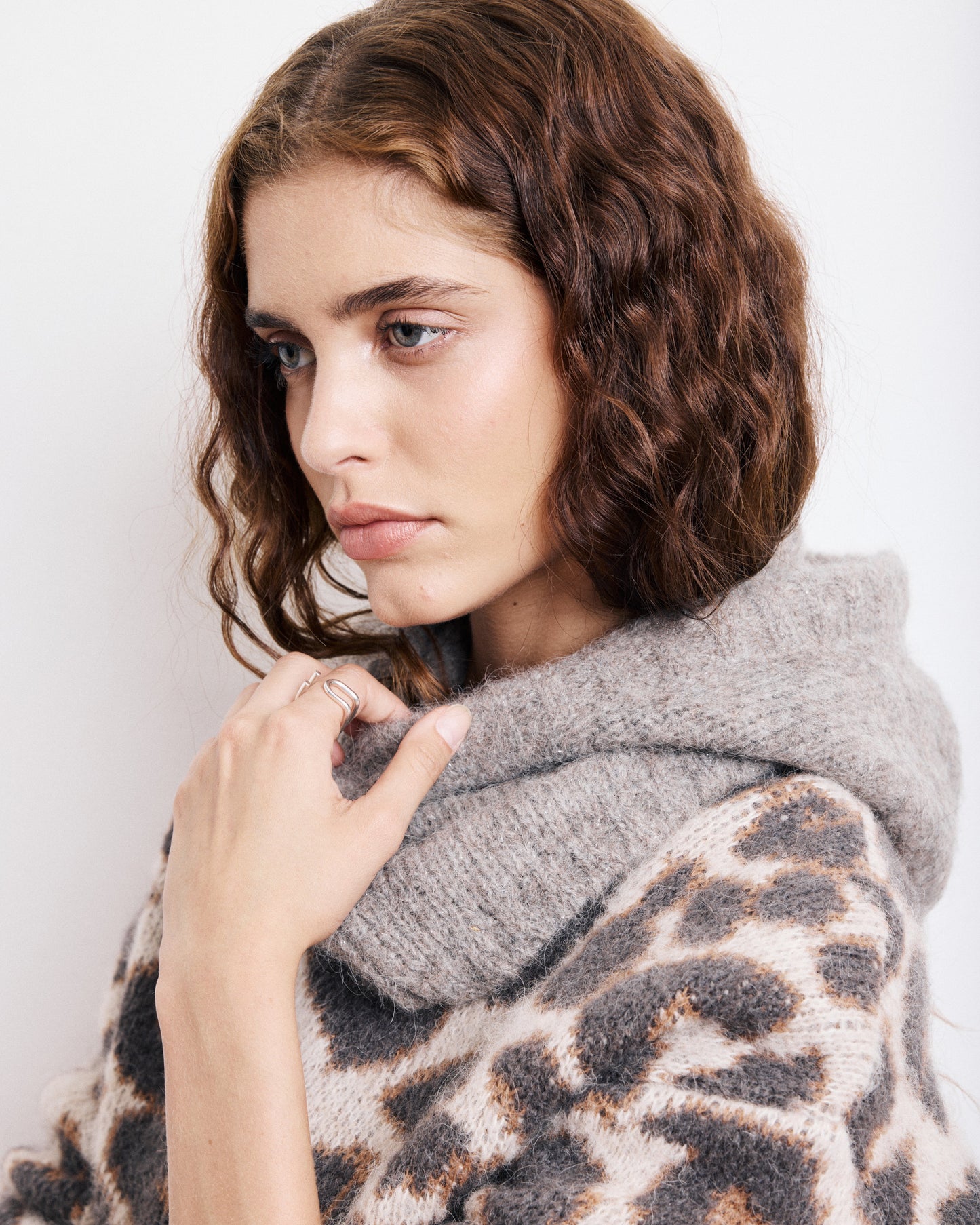 Cagoule Femme en Alpaga & Lurex Taupe Merel