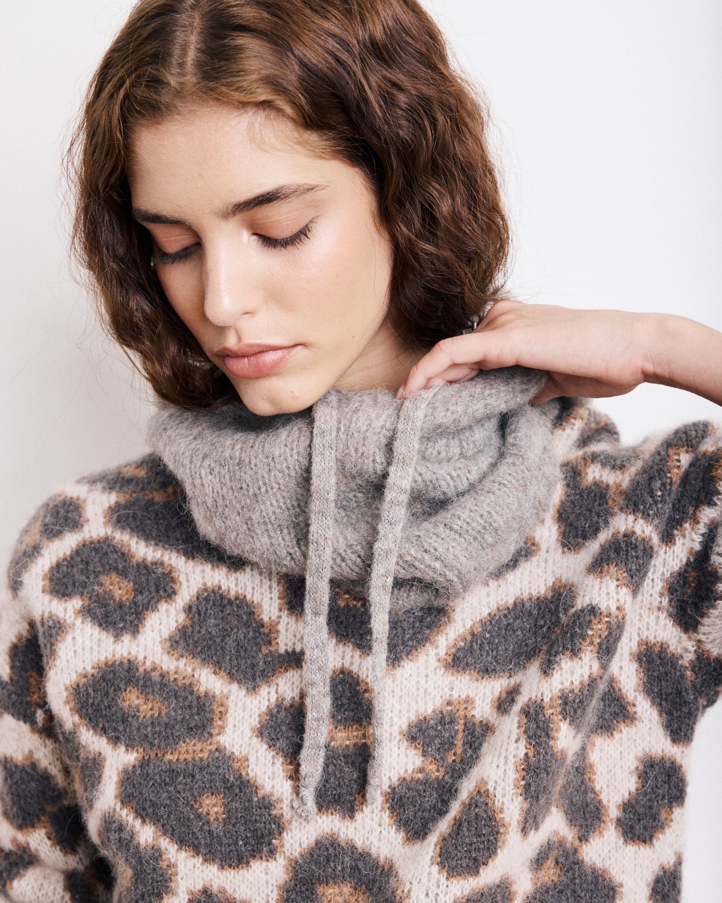 Cagoule Femme en Alpaga & Lurex Taupe Merel