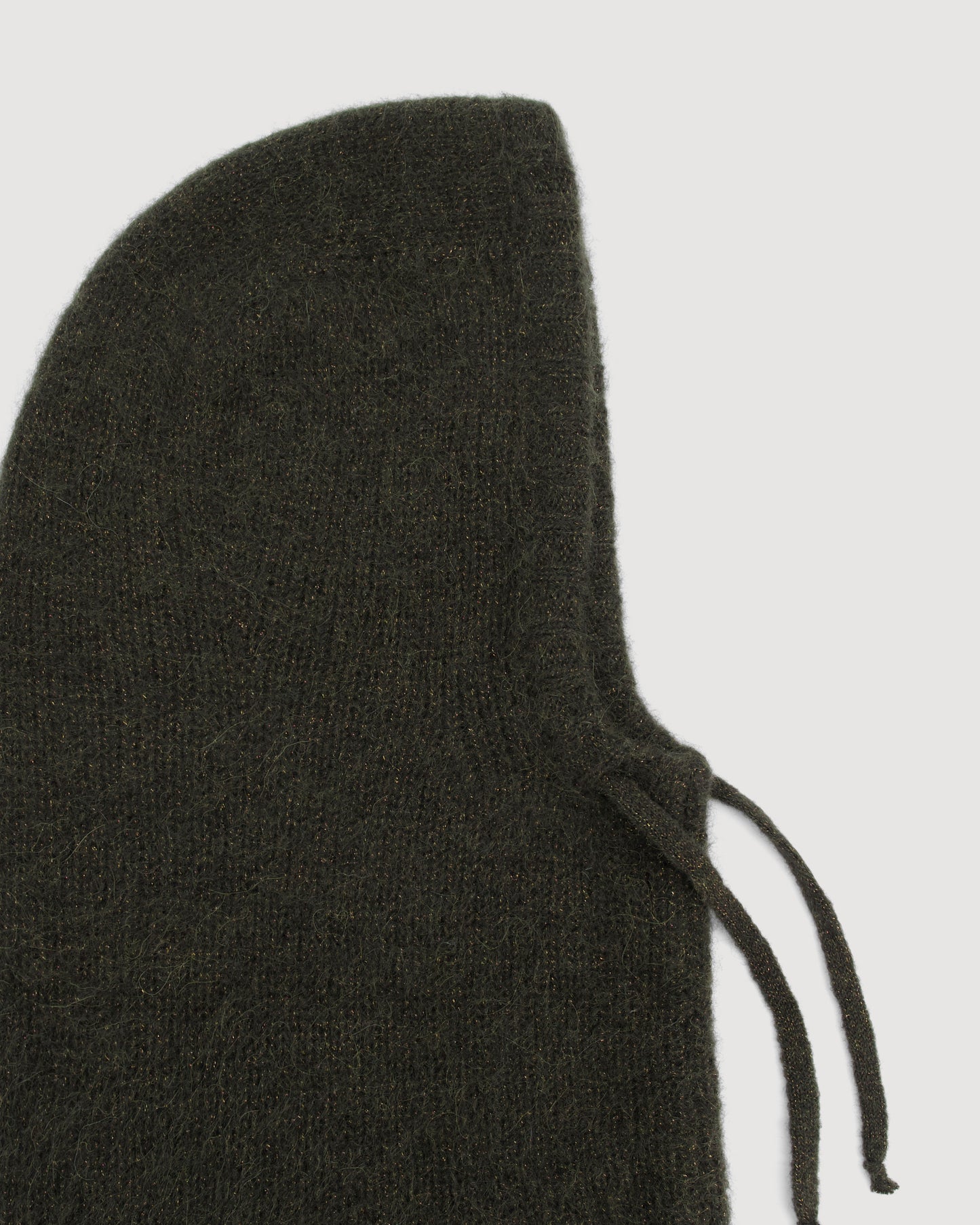 Cagoule Femme en Alpaga Vert Militaire & Lurex Doré Merel