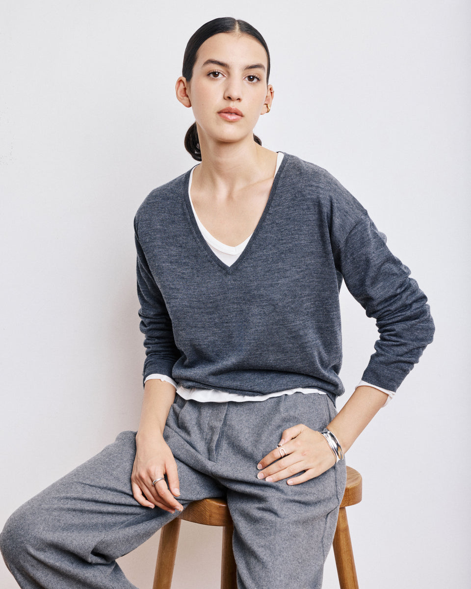 Miami Women's Anthracite Grey Merinos Wool Sweat - Image principale