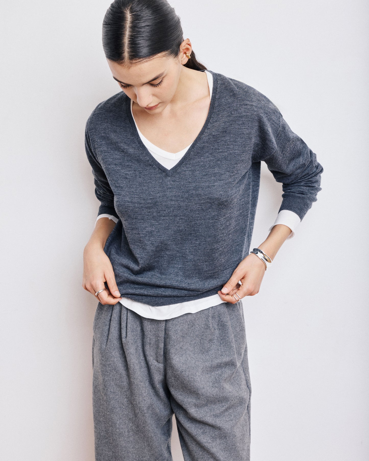 Pull Femme en Laine Mérinos Gris Anthracite Miami