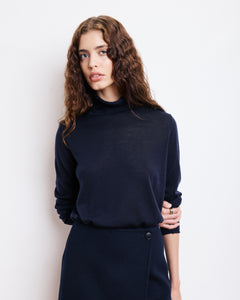 Pull Femme en Laine Mérinos Bleu Nuit Myria