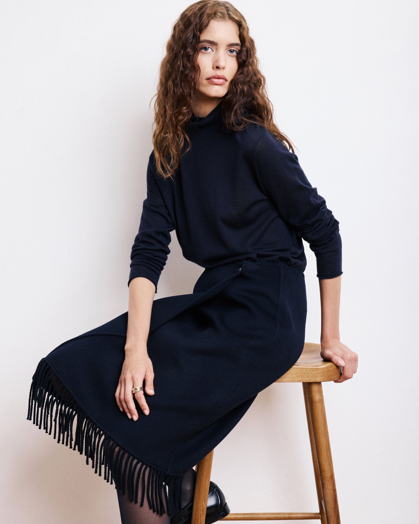 Pull Femme en Laine Mérinos Bleu Nuit Myria