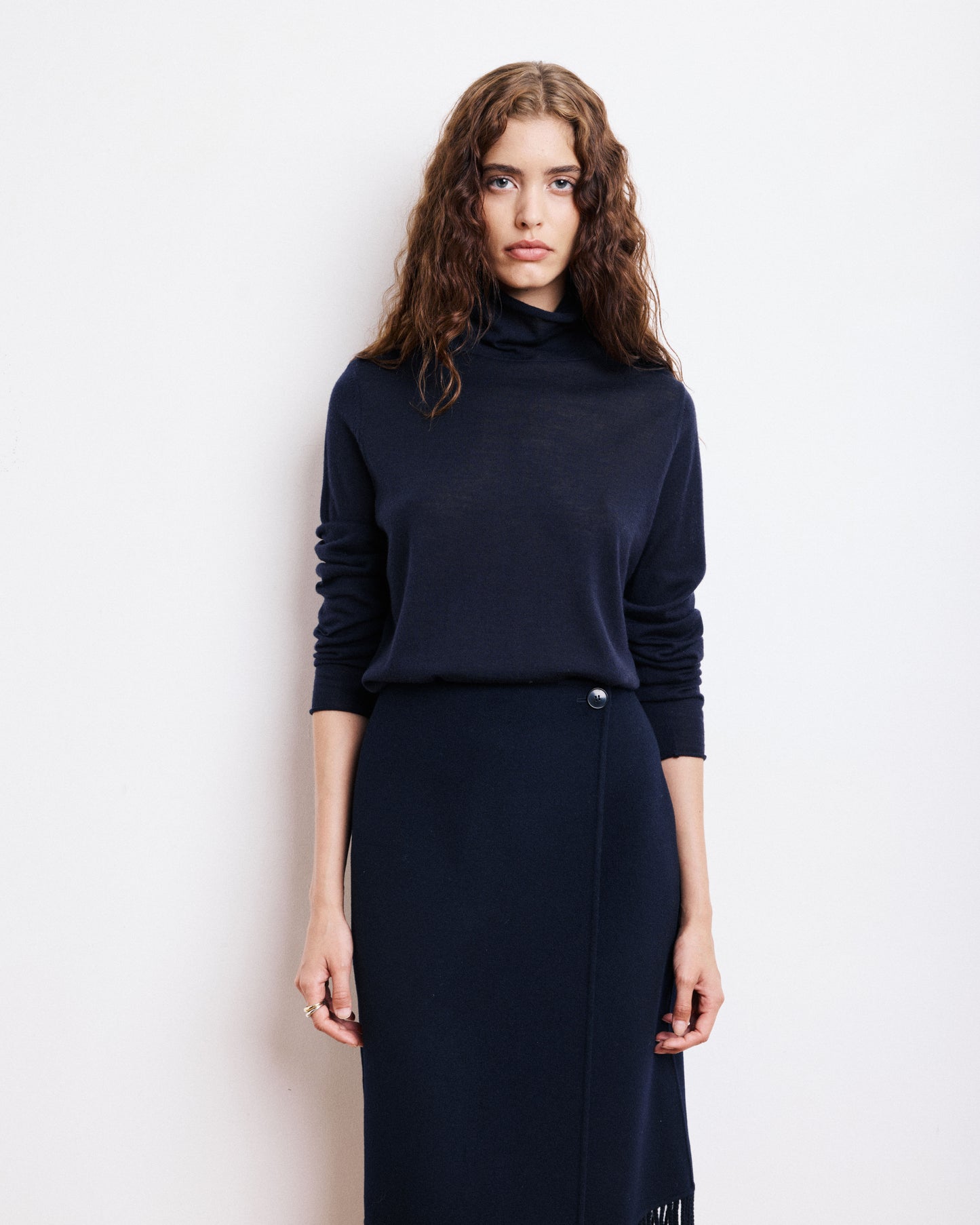 Pull Femme en Laine Mérinos Bleu Nuit Myria